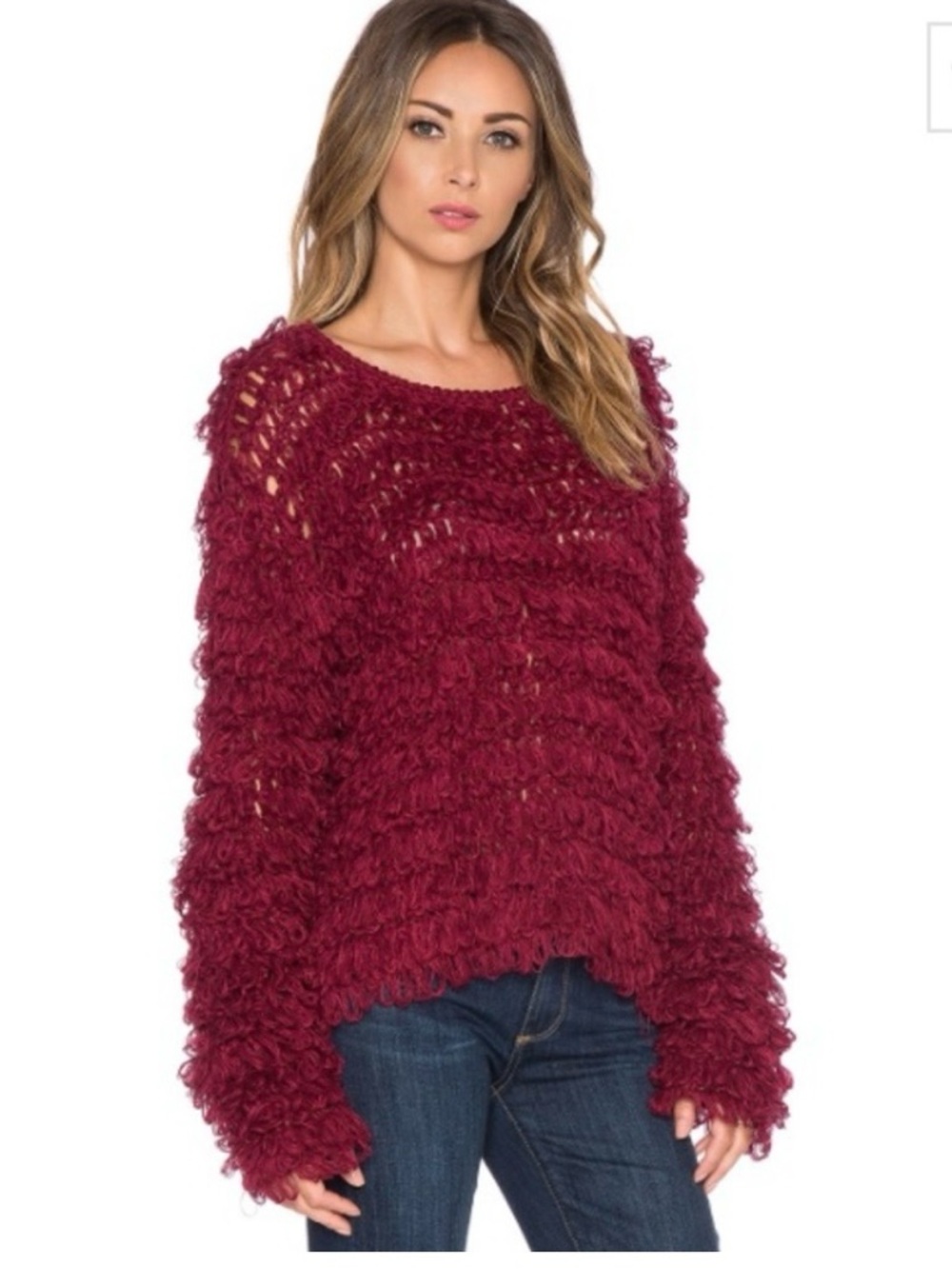 For Love and Lemons Knitz x Revolve Burgundy Joplin Sweater | XS